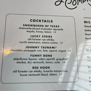 Cocktail list