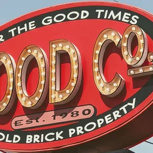 a neon sign for the good times