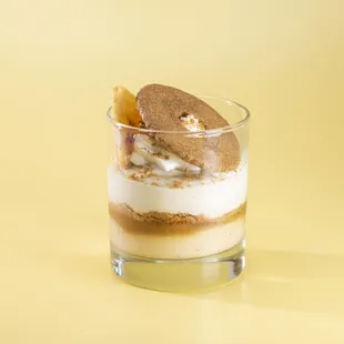 Banoffee - butterscotch pudding, toffee sauce, banana pudding, sliced banana, brown sugar cookie