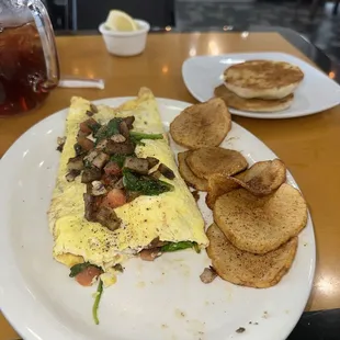 Spinach Omelet with some sausage added