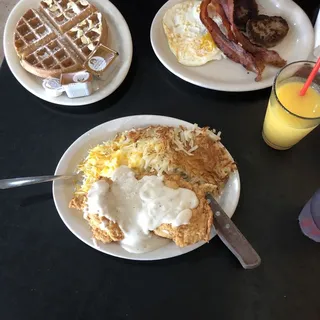 Chicken Fried Chicken Breakfast with 2 Eggs