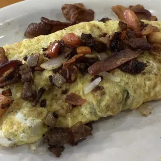 Colorado Omelette with a Waffle