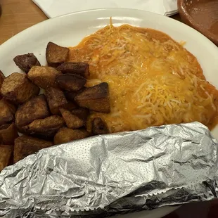 Huevos rancheros with crispy red potatoes