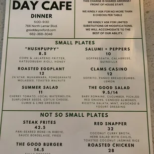 Opening night for the dinner menu