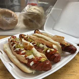 Loaded All Beef Hotdogs with Mayo, Mustard, Ketchup, Onion and Relish