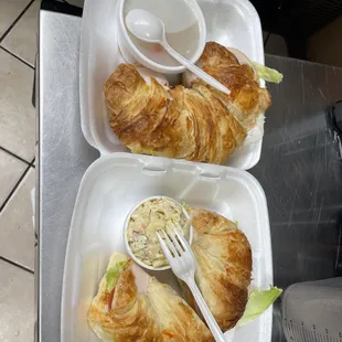Turkey on Croissant with Macaroni Salad