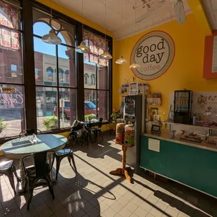 The sun streams in to their main dining area.