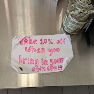 LOVE the reusable mug discount!
