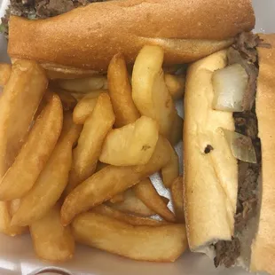 Cheesesteak and fries