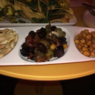 Roasted Olives, Marcona Almonds and Crispy Chickpeas