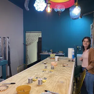 Table all prepared for stained glass class!!