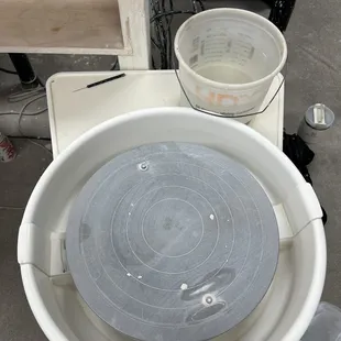 Pottery wheel station during try night