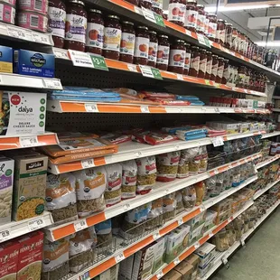 shelves of food