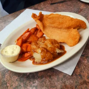 Fried Fish with Mashed Potatoes and Carrots !!