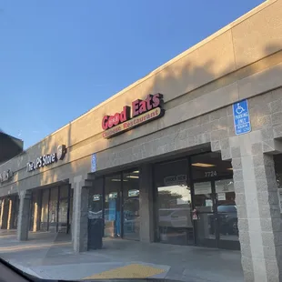 Outside the restaurant.