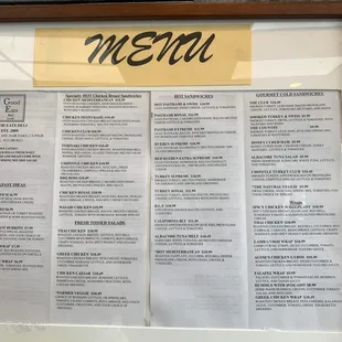 Menu as of June 2023