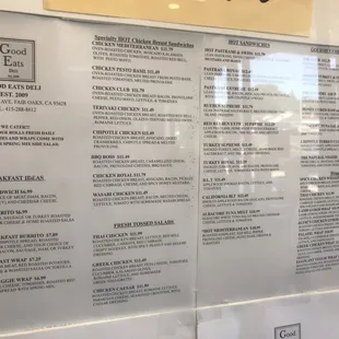 The menu