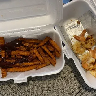 Sweet potato fries and Grilled Shrimp