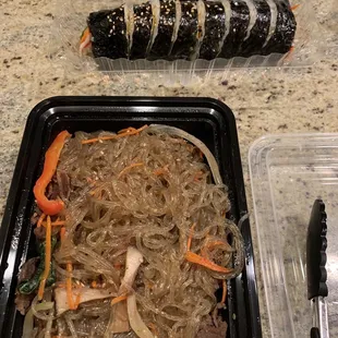 Japchae &amp; Kimbap roll.
