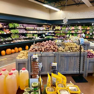 a produce section in a grocery store