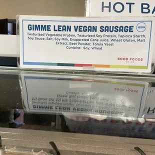 Vegan options at the hot bar