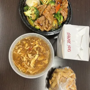 Beef and Broccoli Hot and Sour Soup Rice
