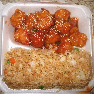 Sesame Chicken, fried rice