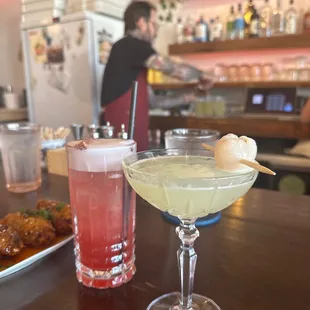 Chicken Wings and Drinks.