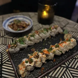 Szechuan Dumplings BIG BUDDHA ROll (C) Dragon Roll