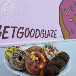 a plate of donuts