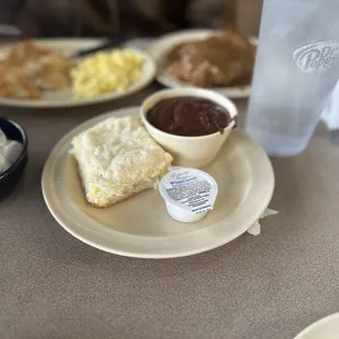Chocolate gravy and biscuit is a must.
