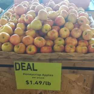 a display of apples for sale