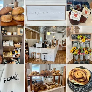 Gorgeous visual detail inside this quaint cafe: delicious sour dough bread &amp; pastries, cool decor and lots of local products.