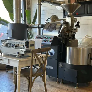 In house roaster for the organic coffee beans