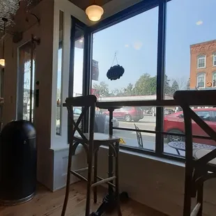 Counter seats along front windows.