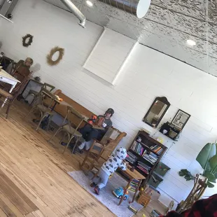 Kids play area on right