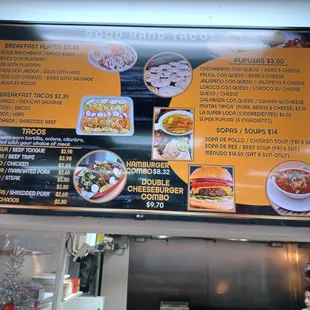 a menu for a restaurant