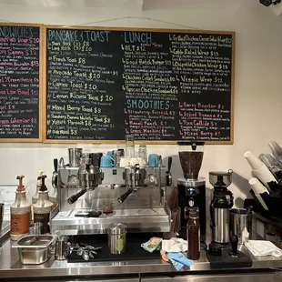 menus on the wall of a coffee shop