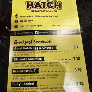 menu
