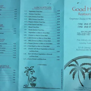 Menu outside