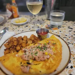 Crab omelet with potatoes