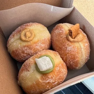 Pumpkin cheesecake, cookie butter, and matcha