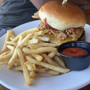 Stampede Burger with fries