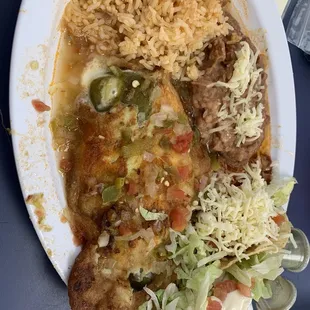 Mexican plate- Chile relleno enchilada taco