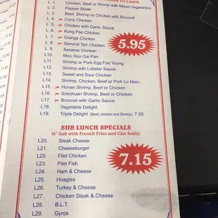 a menu for a restaurant