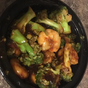 Shrimp and Broccoli (good!)