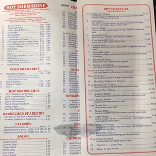 menu