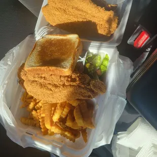Look at the size, fries, and salad. Oh!! A jalapeno and Texas toast!!
