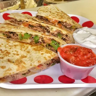a plate of quesadillas