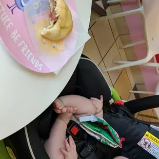 a baby in a stroller